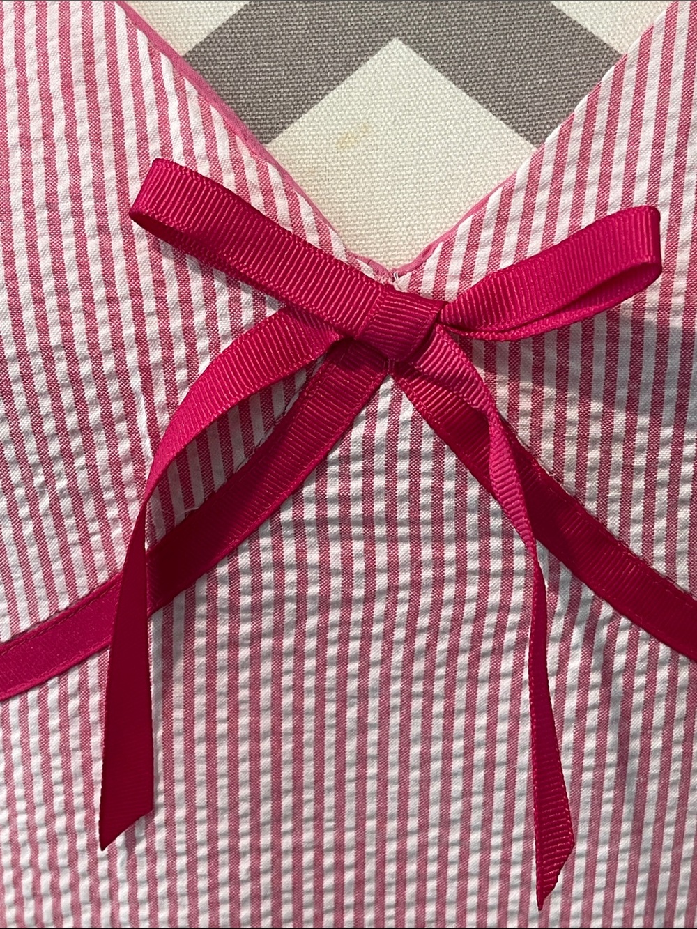 Sarah Spencer Cotton Preppy Cottage Ruffle Seersucker Dress Size 10 - Picture 2 of 8